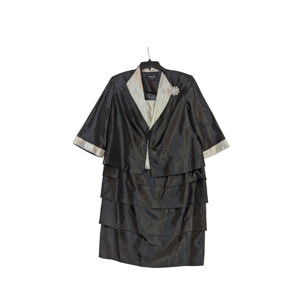 Dana Kay Black & Gold Tiered Dress With Jacket Plus Size 18W Elegant Formal Outf